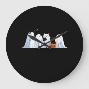 Cute Ghosts and Black Cats Halloween – Spooky Seas Large Clock