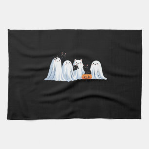 Cute Ghosts and Black Cats Halloween – Spooky Seas Tea Towel
