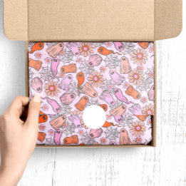 Cute Ghosts and Flowers Pattern Halloween Tissue Paper