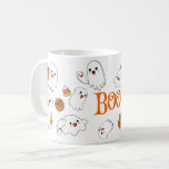 Cute Ghosts and Pumpkins Halloween Mug,  Coffee Mug<br><div class="desc">What an adorable Halloween mug! The designs of many flying ghosts,  pumpkins and candy corns are so fun,  and It would be a perfect Halloween gift. You can switch the "Boo!" to any words you want and personalise it.</div>