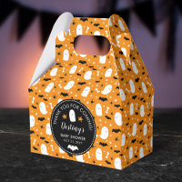 Cute Ghosts Bats Orange Baby Shower Thank You
