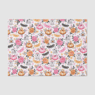 Cute Ghosts, Bats, Pumpkins and Florals Halloween Tissue Paper