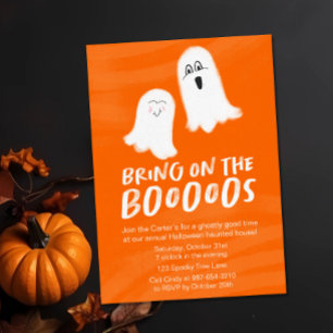 Cute Ghosts "Bring on the Booos" Halloween Invitation