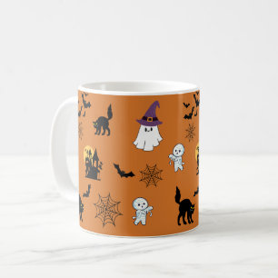 Cute Ghosts Cats Bats Halloween Coffee Mug