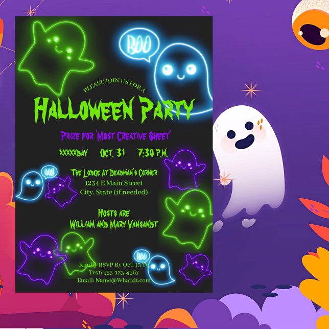 Cute Ghosts Costume Halloween Party Invitation (Creator Uploaded)