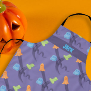Cute ghosts Halloween design, lilac customisable Apron