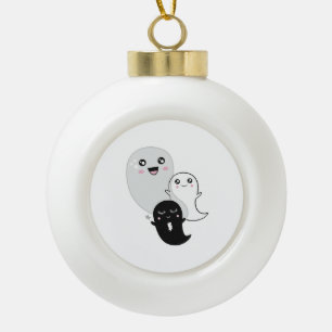 cute ghosts halloween kawaii ceramic ball christmas ornament