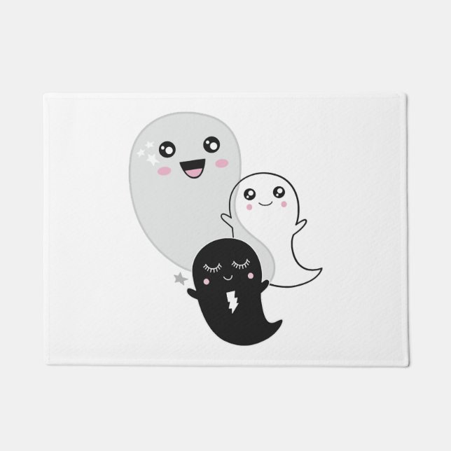 cute ghosts halloween kawaii doormat (Front)