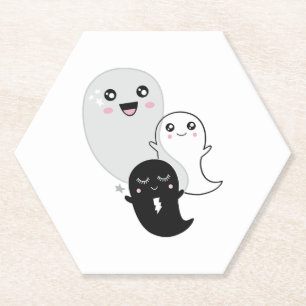 cute ghosts halloween kawaii paper coaster