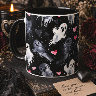 Cute Ghosts & Hearts Spooky Gothic Valentine Mug