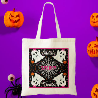 Cute Ghosts Jack o lanterns Cobweb Tote Bag