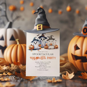 Cute Ghosts Kids' Halloween Party Invitation