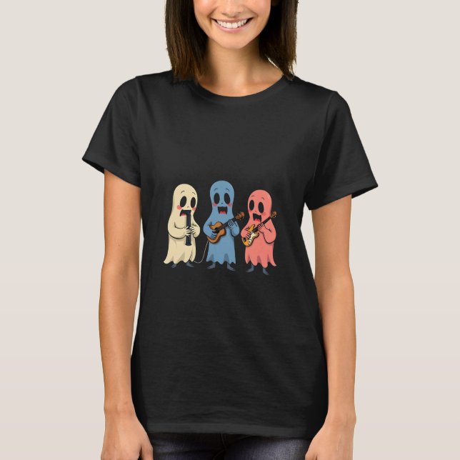 Cute ghosts playing music instruments T-Shirt (Front)