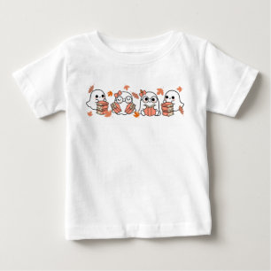 Cute Ghosts Reading Books Fall Design Baby T-Shirt
