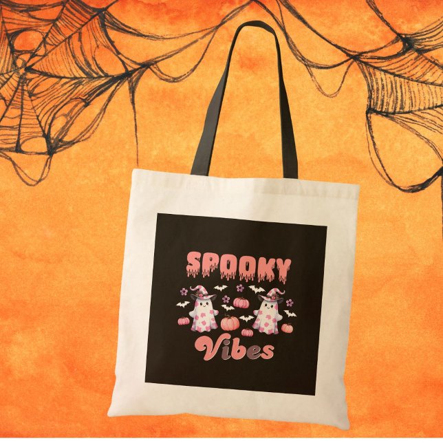 Cute Ghosts Retro Halloween Tote Bag (Creator Uploaded)