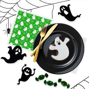 Cute Ghosts   Spiders   Spider Webs Halloween Napkin