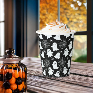 Cute Ghosts   Spiders   Spider Webs Halloween Paper Cups
