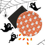 Cute Ghosts | Spiders | Spider Webs Halloween Paper Plate<br><div class="desc">Cute ghosts,  spiders and spider webs on an orange background Halloween pattern.</div>