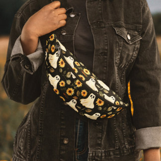 Cute Ghosts & Sunflowers Spooky Floral Bum Bags