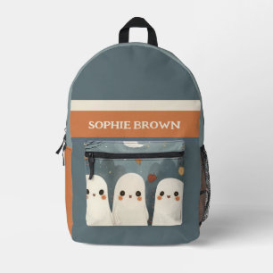 Cute Ghosts with Name Whimsical Halloween Printed Backpack
