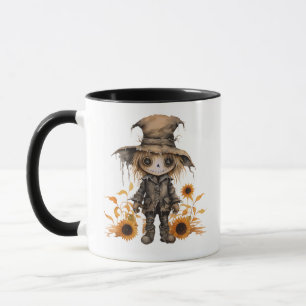 Cute Ghoul in Black with Sunflowers Halloween Mug