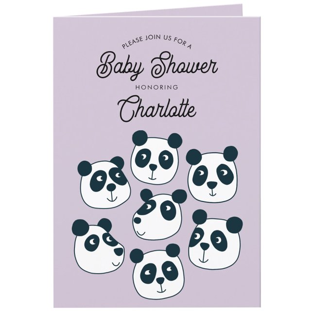 Cute Giant Panda Bear Baby Shower Invitation (Cute personalized custom text Panda Bear baby shower invitation)