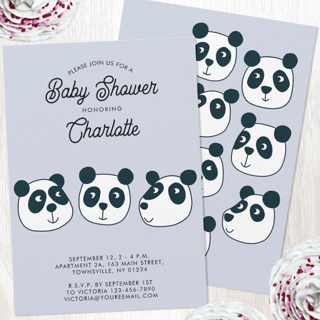 Cute Giant Panda Bear Baby Shower Invitation (Cute Panda Bear gender neutral baby shower invitation)