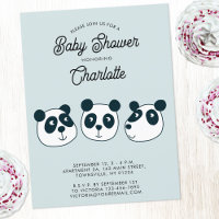 Cute Giant Panda Bear Baby Shower Invitation