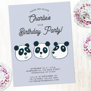 Cute Giant Panda Bear Birthday Party Invitation Postcard