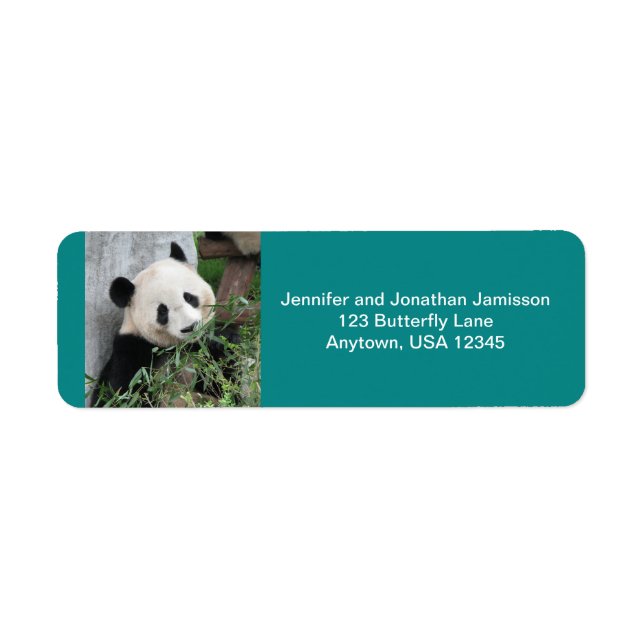 Cute Giant Panda Bear, Turquoise, Return Address  Label (Front)