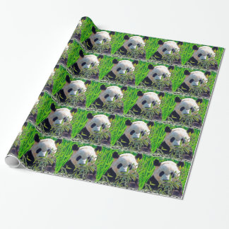 Cute Giant Panda Bear with tasty Bamboo Leaves Wrapping Paper