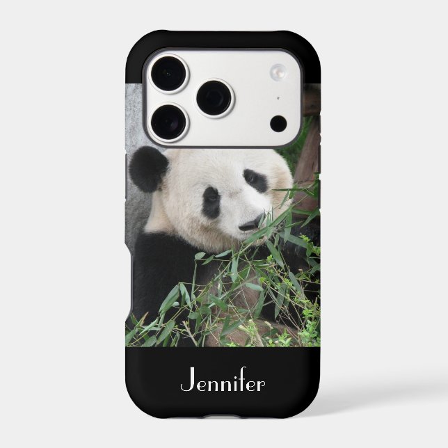 Cute Giant Panda, Black Background, Custom Name (Back)