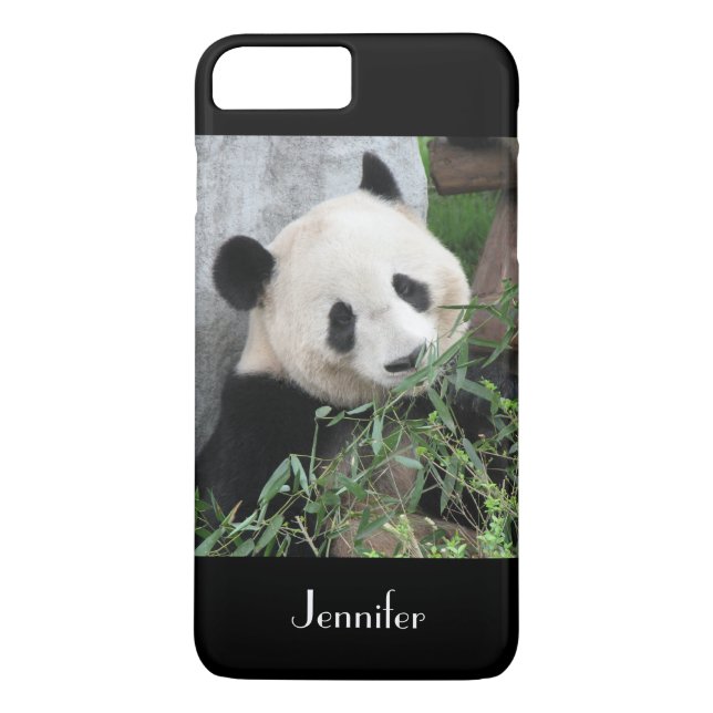 Cute Giant Panda, Black Background, Custom Name Case-Mate iPhone Case (Back)