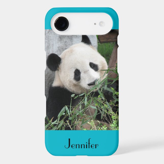 Cute Giant Panda, Blue Background, Name (Back)