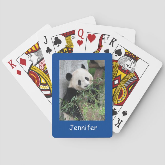 Cute Giant Panda, Blue Background,  Playing Cards (Back)