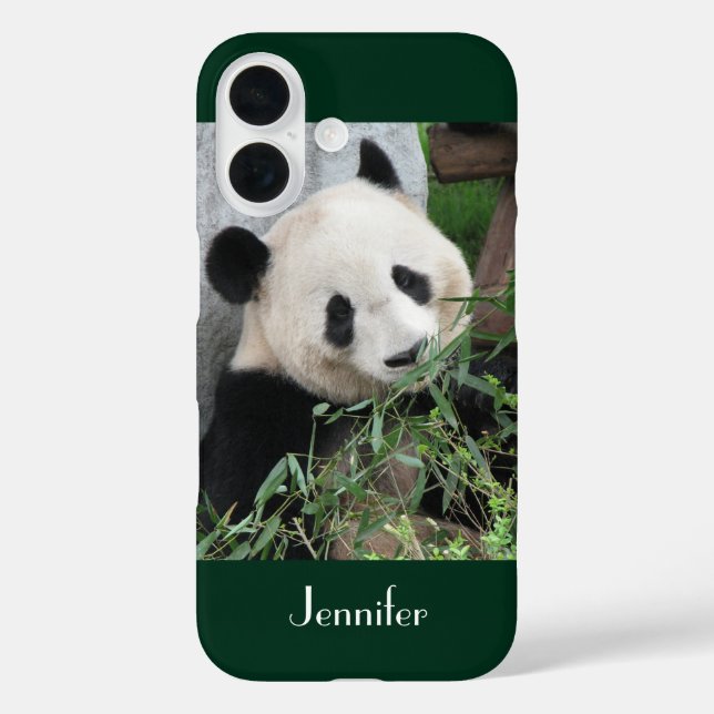 Cute Giant Panda Dark Green Background, Name,  Case-Mate iPhone Case (Back)