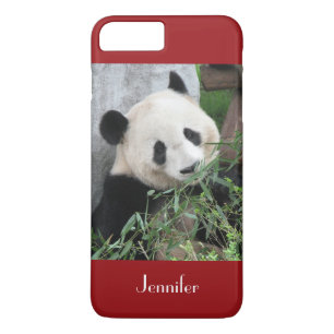 Cute Giant Panda, Dark Red, Name, iPhone 8 Plus/7 Plus Case