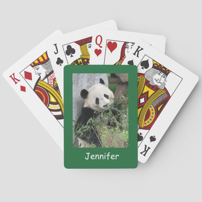 Cute Giant Panda, Green Background,  Playing Cards (Back)