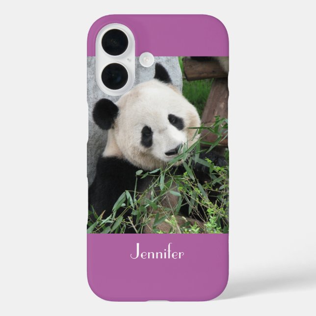 Cute Giant Panda, Orchid, Purple, Name, Case-Mate iPhone Case (Back)