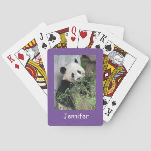 Cute Giant Panda, Purple Background, Playing Cards