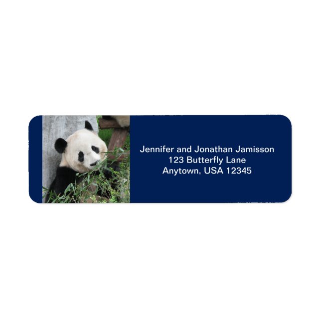 Cute Giant Pandas, Dark Blue, Return Address Label (Front)