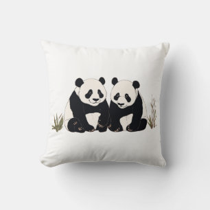 Cute Giant Pandas Sitting Together Cushion