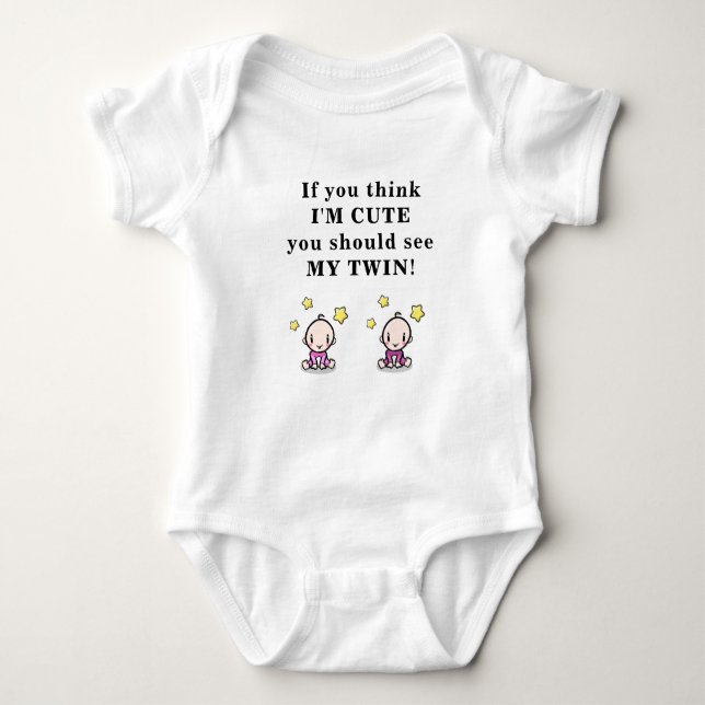 Cute gift for baby twins, bodysuit for twin girls, (Front)