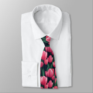 Cute Gift  For Boyfriend Tulip Flower Tie