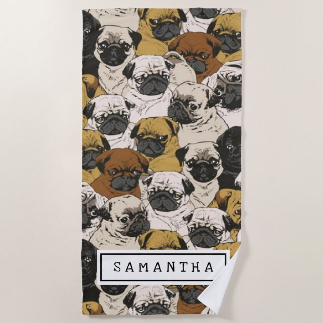 Cute Gift for Dog Lover Dog Mum/Dad Personalised Beach Towel (Front)