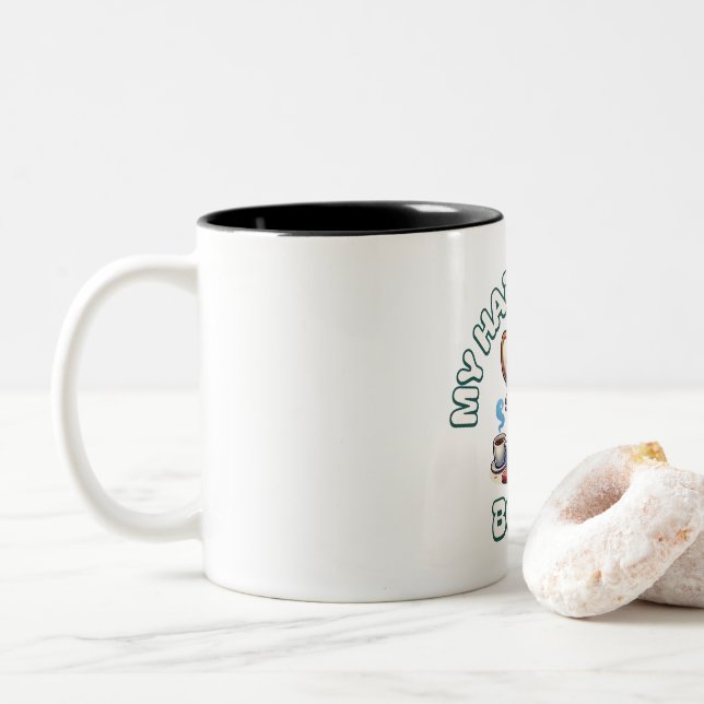 Cute gift for those who love books and reading Two-Tone coffee mug (With Donut)