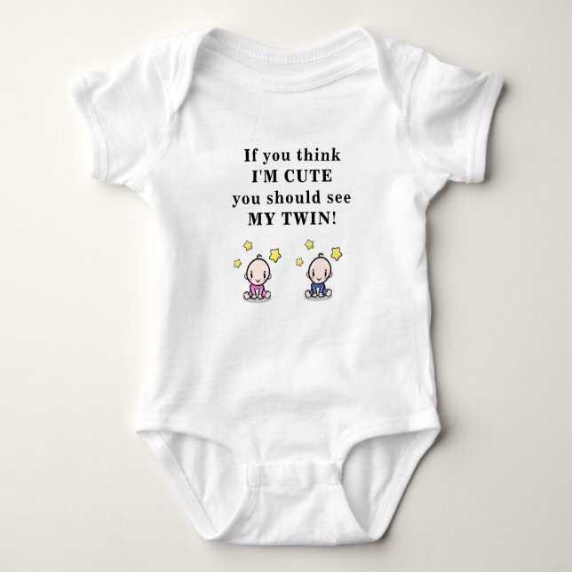 Cute gift for twins, bodysuit for twin girl & boy, (Front)