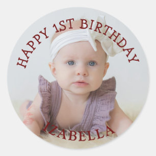 Cute Gifts Happy 1st birthday  Classic Round Sticker