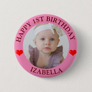 Cute Gifts Happy birthday button red Heart 