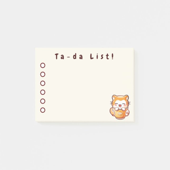 Cute Giggling Cat in a Cup Post-it Notes (Front)